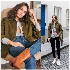 Sézane The Will 100% Cotton Jacket in Khaki, Large